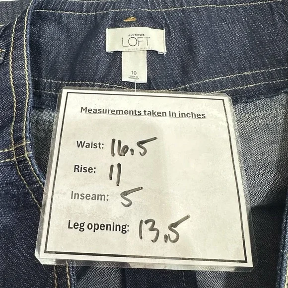 NWT Ann Taylor LOFT Shorts Cotton Linen Blend Blue Chambray Belted Women's 10 - Picture 6 of 6